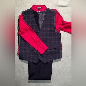 George Boys Holiday Dress Outfit Size 7 – Red Shirt, Plaid Vest & Dress Pants
